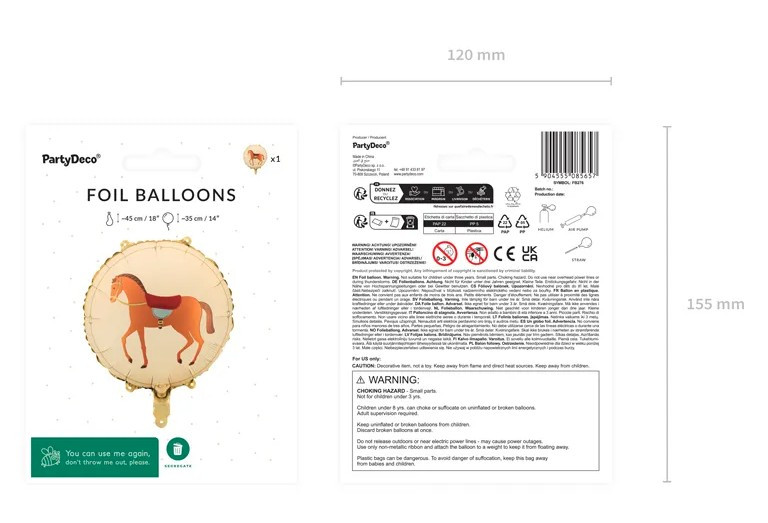 Balon foliowy Koń 45cm FB276 PartyDeco